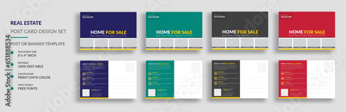 Real Estate Postcard Design Template. Real Estate Business Marketing Postcard Design Bundle Set, Home sale business banner design Promotion, Promotional EDDM Postcard, Social Media, Ad banner Design.