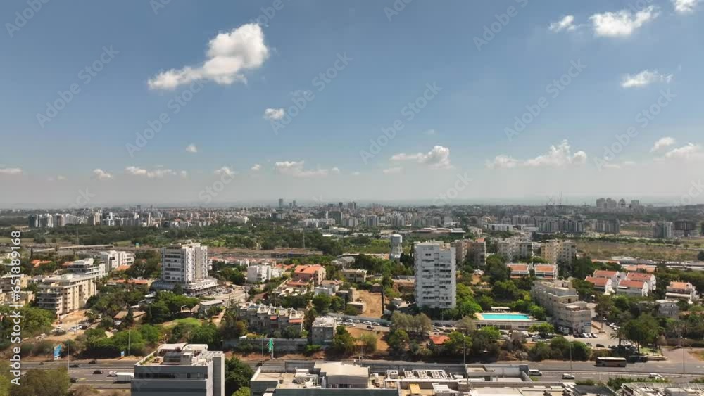 Herzliya city skyline overlooking the Mediterranean Sea, Aerial view Herzliya city skyline overlooking the Mediterranean Sea, Aerial view