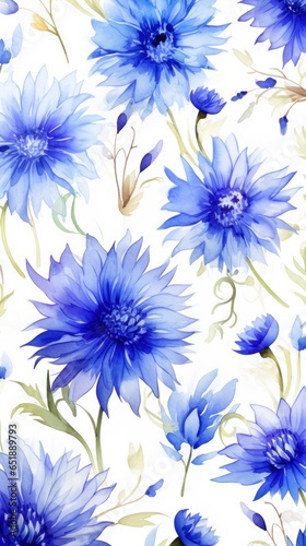 Backgrounds and backdrops for the design of mobile phone presentations or instagram stories: Cornflower pattern on a white background in watercolor style