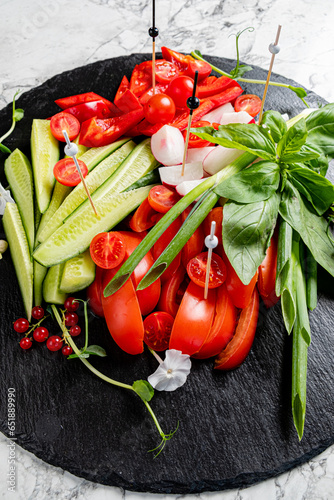 raw vegetables on the plate