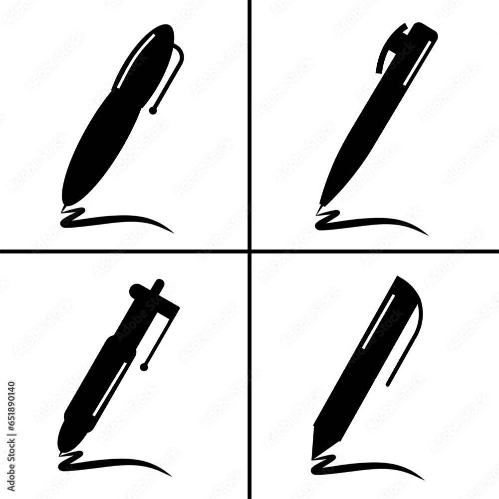 Vector black and white illustration of writing tools icon for business. Stock vector design. Vector black and white illustration of writing tools icon for business. Stock vector design.