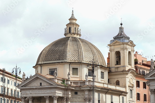 Santa Maria in Montesanto Dome with Tower in Rome, Italy photo