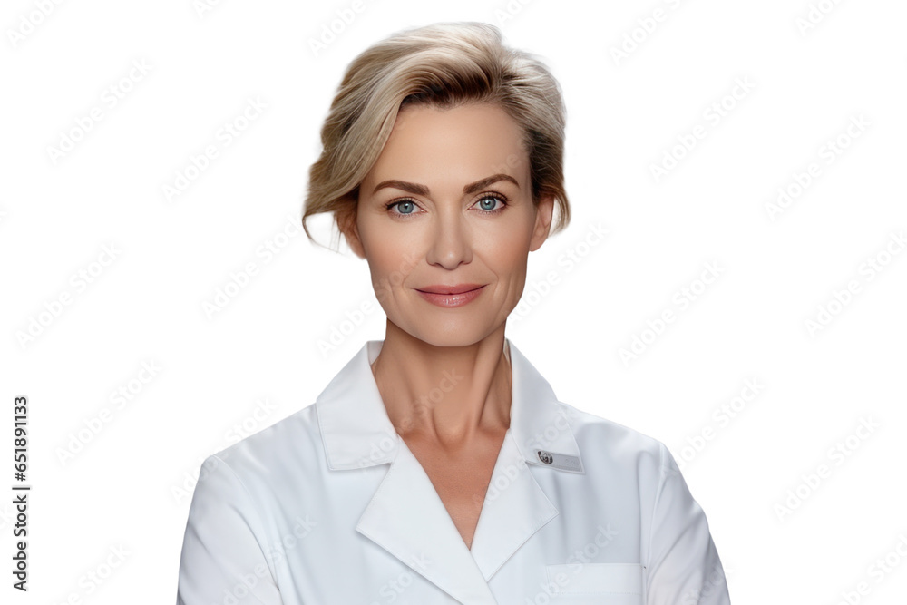 portrait of gentle adult doctor woman in medical uniform, png isolated on white transparent background for healthcare purposes portrait of gentle adult doctor woman in medical uniform, png isolated on white transparent background for healthcare purposes