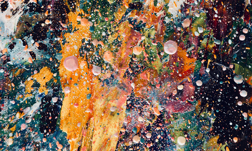 Colorful abstract background wallpaper. Modern motif visual art. Mixtures of oil paint. Trendy hand painting canvas. Wall decor and Wall art prints Idea. 3D Texture. Art object	