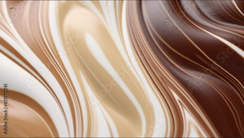 Close-up view of coffee texture, espresso shot from top view. Generative AI video footage.