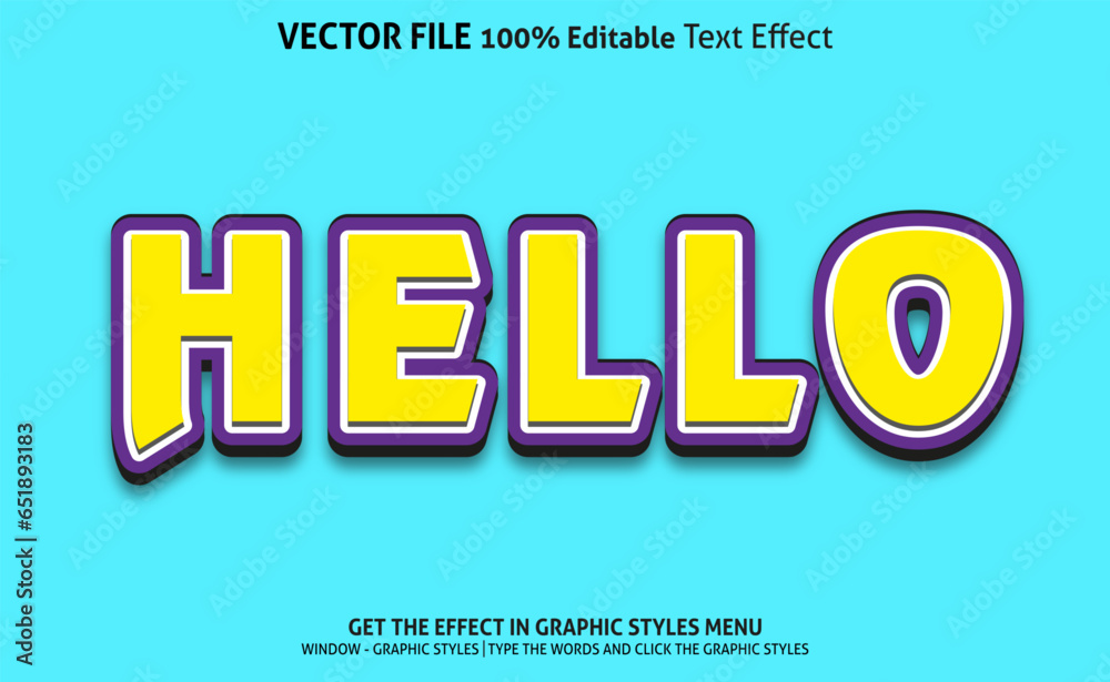 Obraz premium Hello 3d text effect and editable text effect