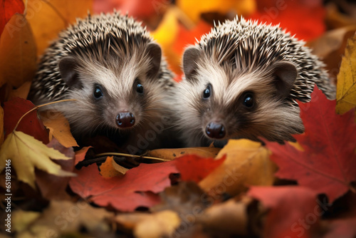 Wildlife couple nature mammal hedgehog prickly animal wild forest family