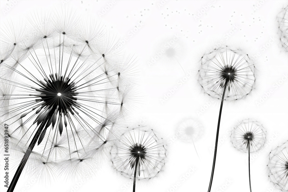 Fototapeta premium Plant summer dandelion freedom white seeds blowball macro wind flower