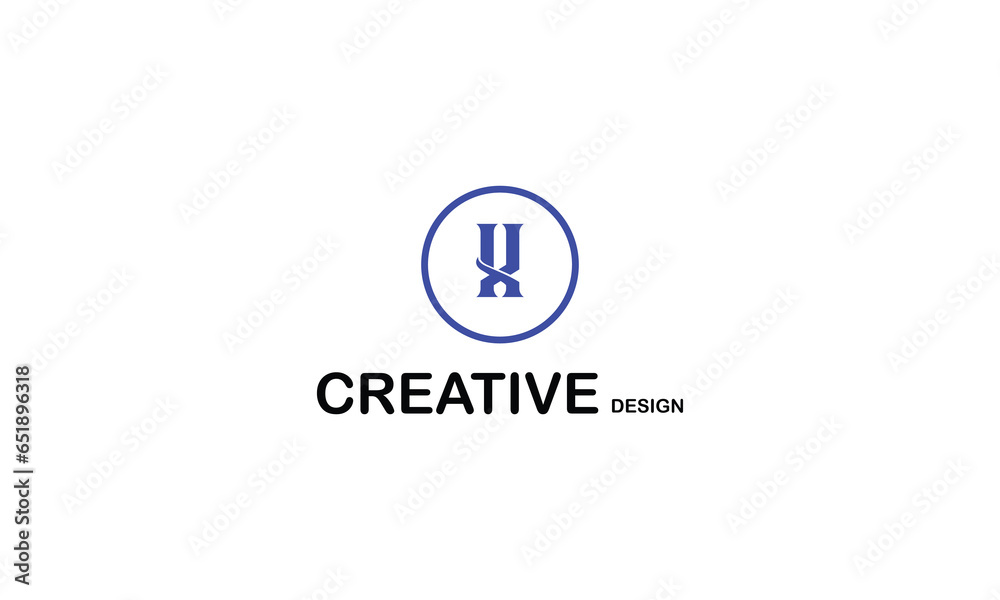 X circle style creative minimal brand company blue logo design.
