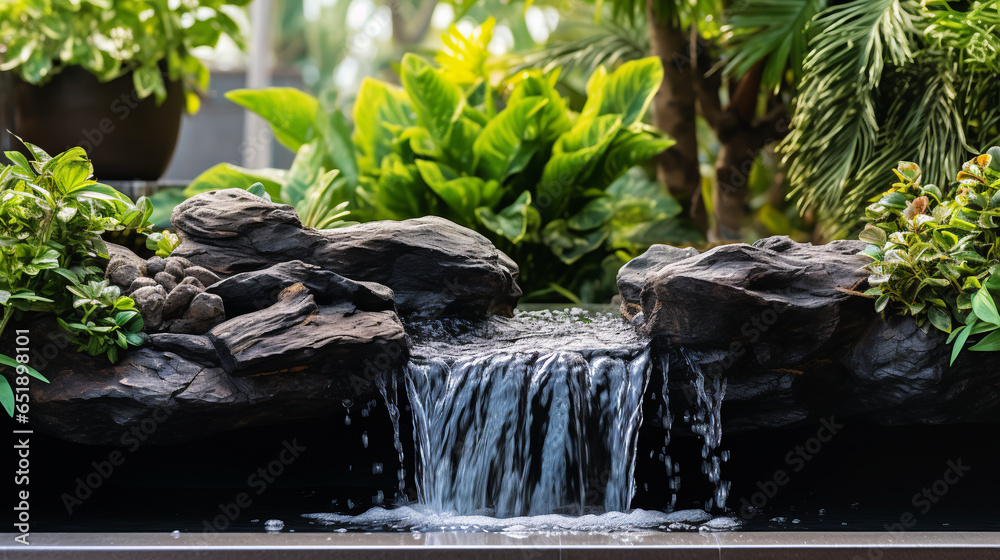 outdoor modern water feature fountain waterfall. ai generative outdoor modern water feature fountain waterfall. ai generative