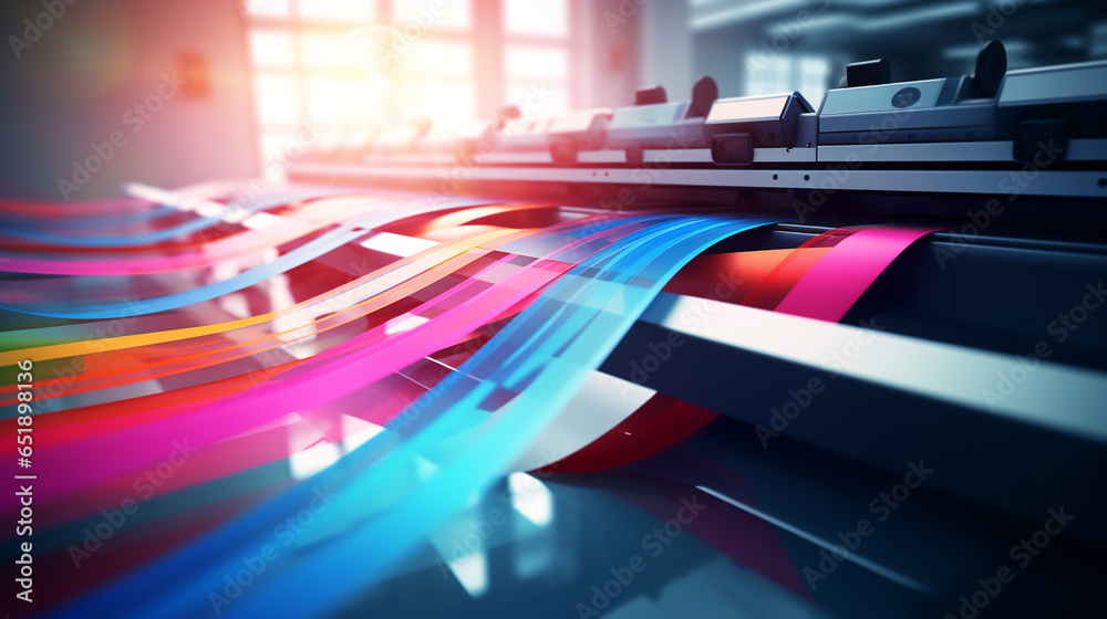 © Oleksandr - office or professional plotter lag format photocopier or printer with color ribbons for high quality printing services. ai generative