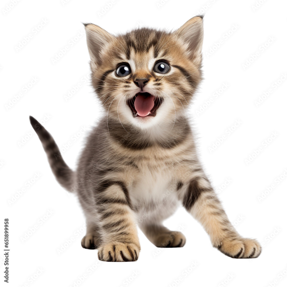 Cute kitten isolated on white background