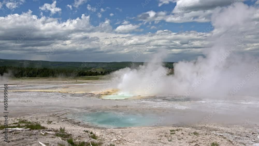 Fountain Geyser in Yellowstone Lower Geyser Basin, Yellowstone National Park, Wyoming, United States of America Fountain Geyser in Yellowstone Lower Geyser Basin, Yellowstone National Park, Wyoming, United States of America