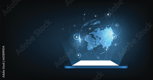 Global currency money transfer concept.Global network connection.Global currency exchange, Foreign exchange, Payment mechanism.Global Currency. Vector Illustration.	