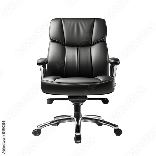 office chair isolated on transparent background ,boss business chair front view png ,generative ai © Leo