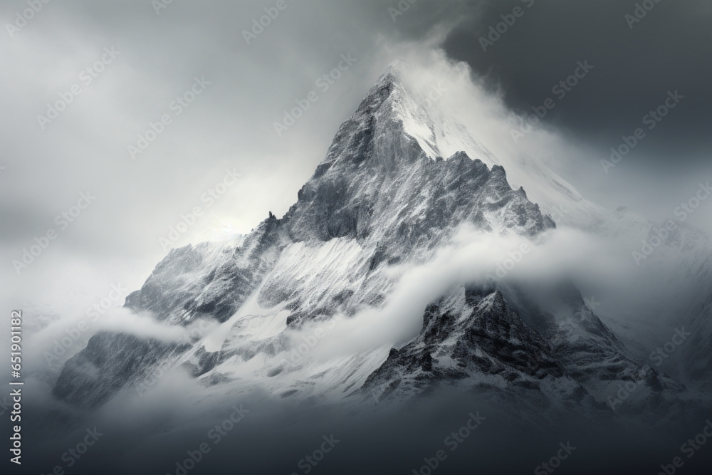 clouds over the snowy mountains