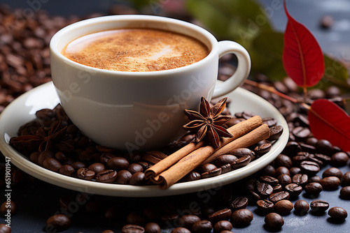 cup of coffee with cinnamon sticks