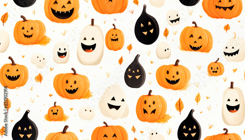 illustration of halloween pumpkins on white background