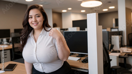 Plussize businesswoman manager ceo working in office photo
