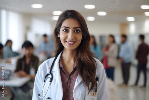 Doctor with Stethoscope in a Hospital, medical professional in clinic, healthcare provider, female physician, hospital consultation
