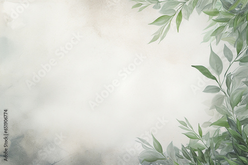 Marble texture card background with green leaves. trendy elegant posters