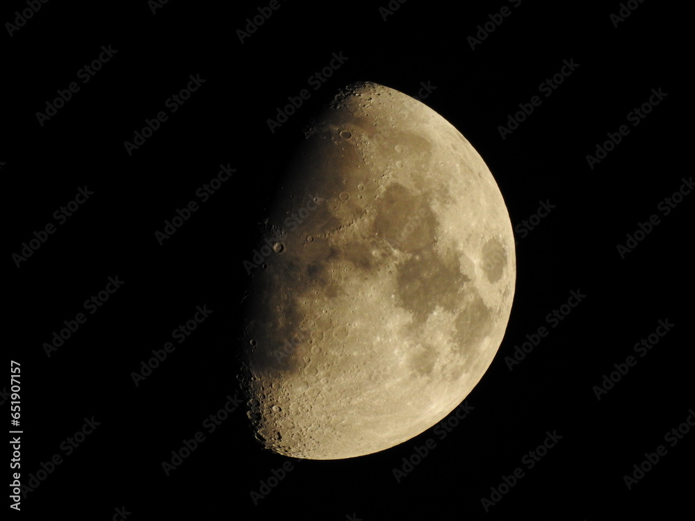 Original photo of Half Moon, captured by camera on September 24, 2023 from Banjarbaru, Indonesia Original photo of Half Moon, captured by camera on September 24, 2023 from Banjarbaru, Indonesia