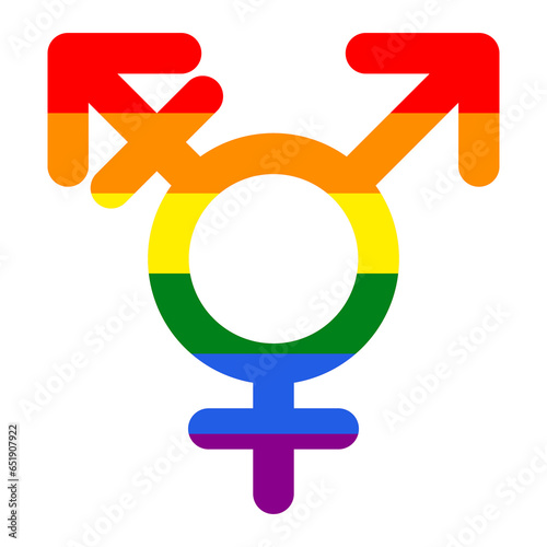 Colorful rainbow transgender symbol isolated on white background. transsexual LGBT flag icon. Vector illustration
