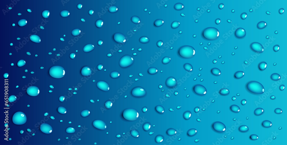 water drops on blue background .realistic vector