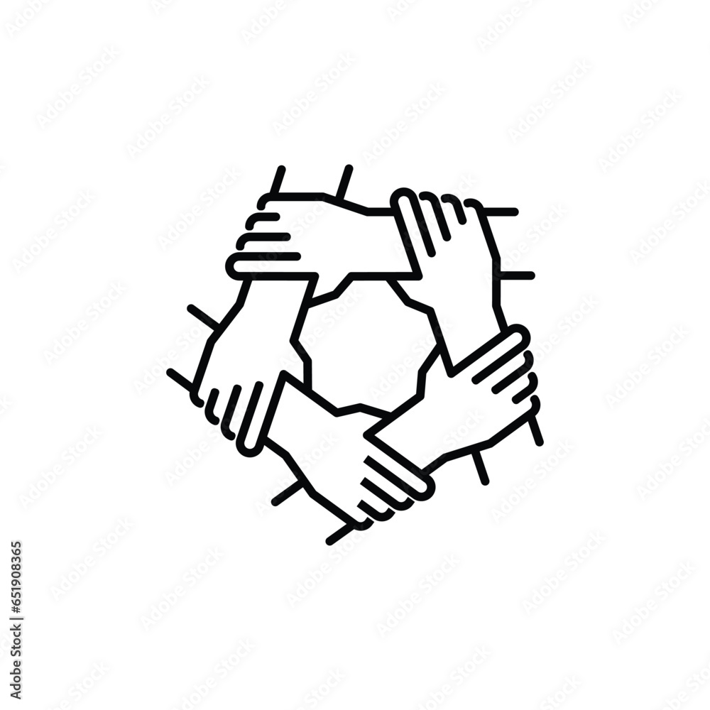 eps10 vector illustration of a Unity and teamwork line art icon in ...