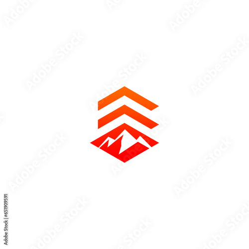 letter e with mountain logo design