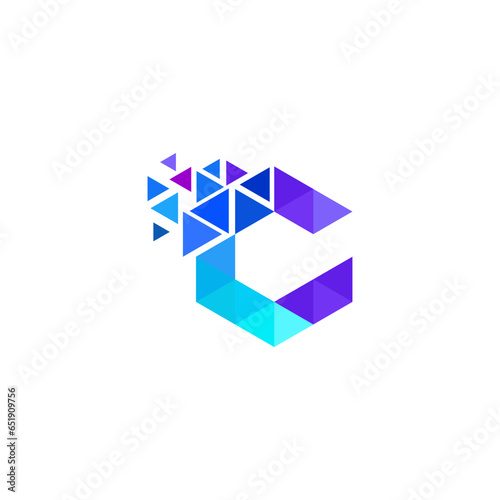 letter c colorful digital logo design