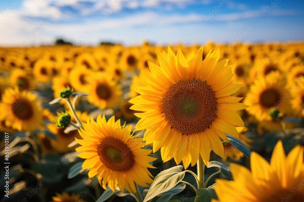 Fototapeta premium Sunflower field landscape, Generate with Ai.