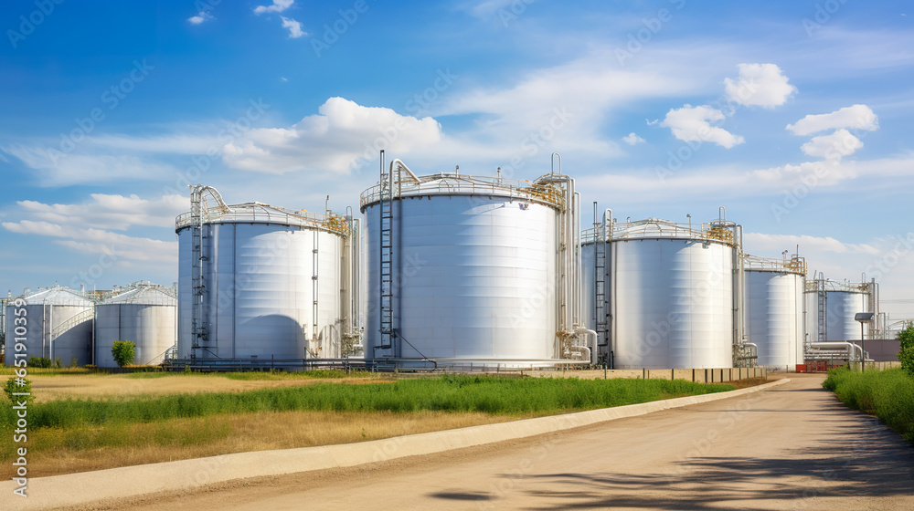 Sizeable storage tanks and silos employed for the storage of raw materials within an industrial complex Sizeable storage tanks and silos employed for the storage of raw materials within an industrial complex