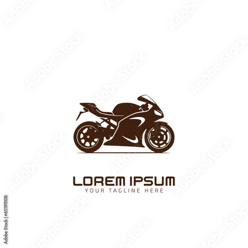 Motorbike, road cyclist on his bike, isolated vector icon silhouette
