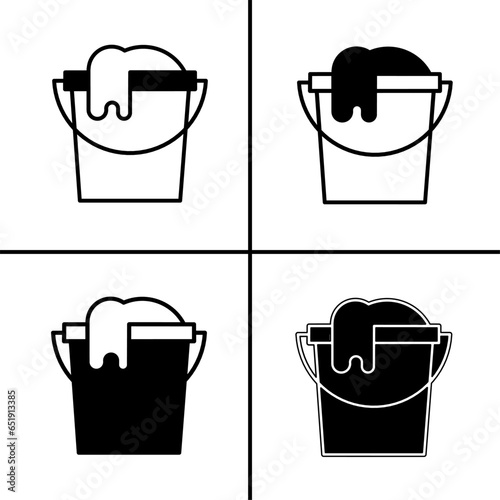 Vector black and white illustration of laundry bucket icon for business. Stock vector design.