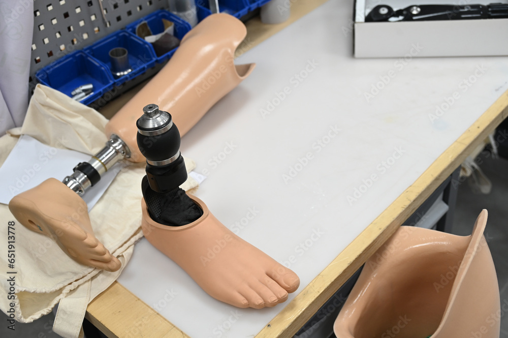Limb prosthetics, workshop for the production of prosthetic legs