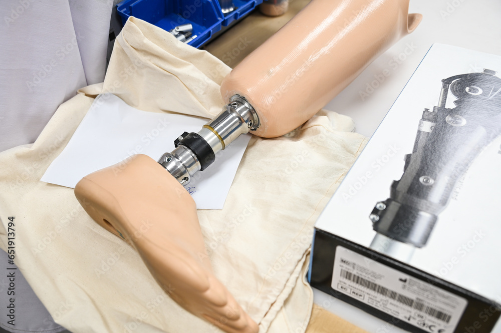 Limb prosthetics, workshop for the production of prosthetic legs