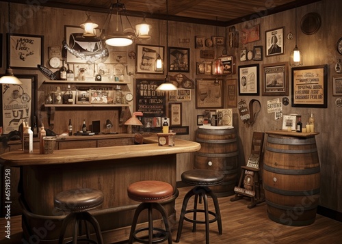 Man cave, saloon, bar, garage, style, decor, ideas, Generative A.I. photo