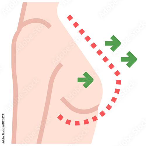 BREAST AUGMENTATION filled outline icon,linear,outline,graphic,illustration
