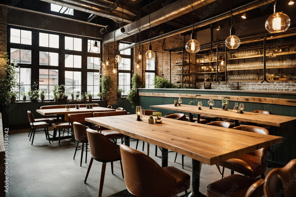 Industrial style restaurant space