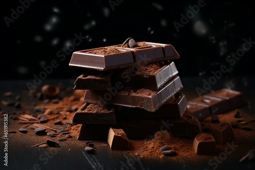 Dark chocolate on dark background