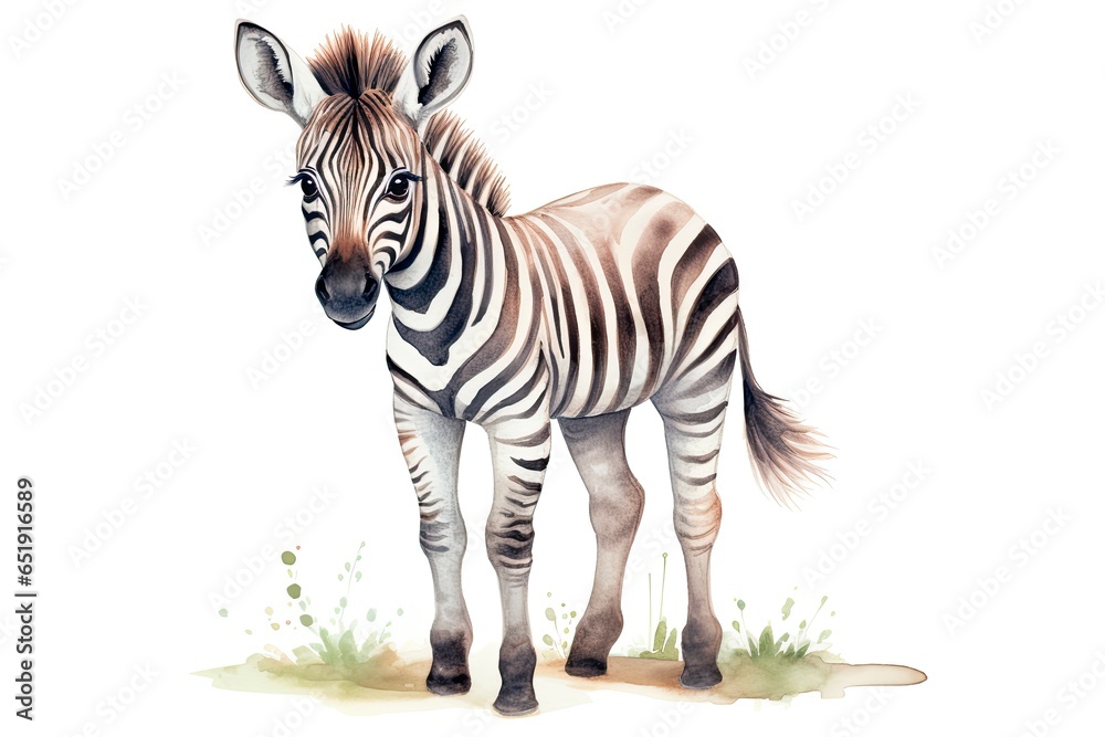 A zebra standing in the grass created with Generative AI technology A zebra standing in the grass created with Generative AI technology