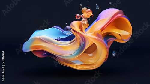 Abstract colorful gradient translucent wave background. modern glossy colorful translucent fluid motion waves, fluent style liquid cloth 3D illustration. Generative AI