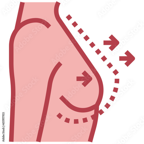 BREAST AUGMENTATION filled outline icon,linear,outline,graphic,illustration