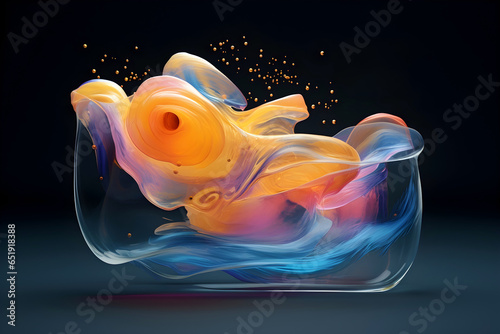 Abstract colorful gradient translucent wave background. modern glossy colorful translucent fluid motion waves  fluent style liquid cloth 3D illustration. Generative AI