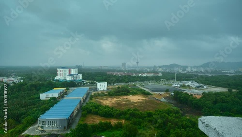 4k timelapse of Kuantan city skyline on a rainy cloudy day