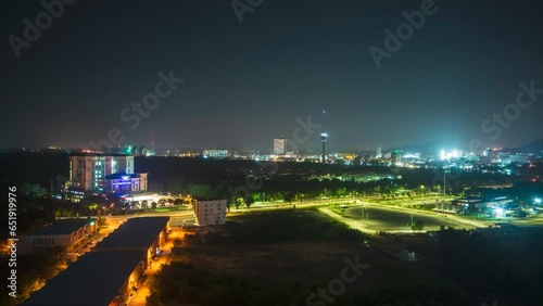 4k timelapse of Kuantan city skyline at night