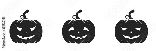 Smile halloween pumpkin icons. autumn symbols for web design. isolated vector images