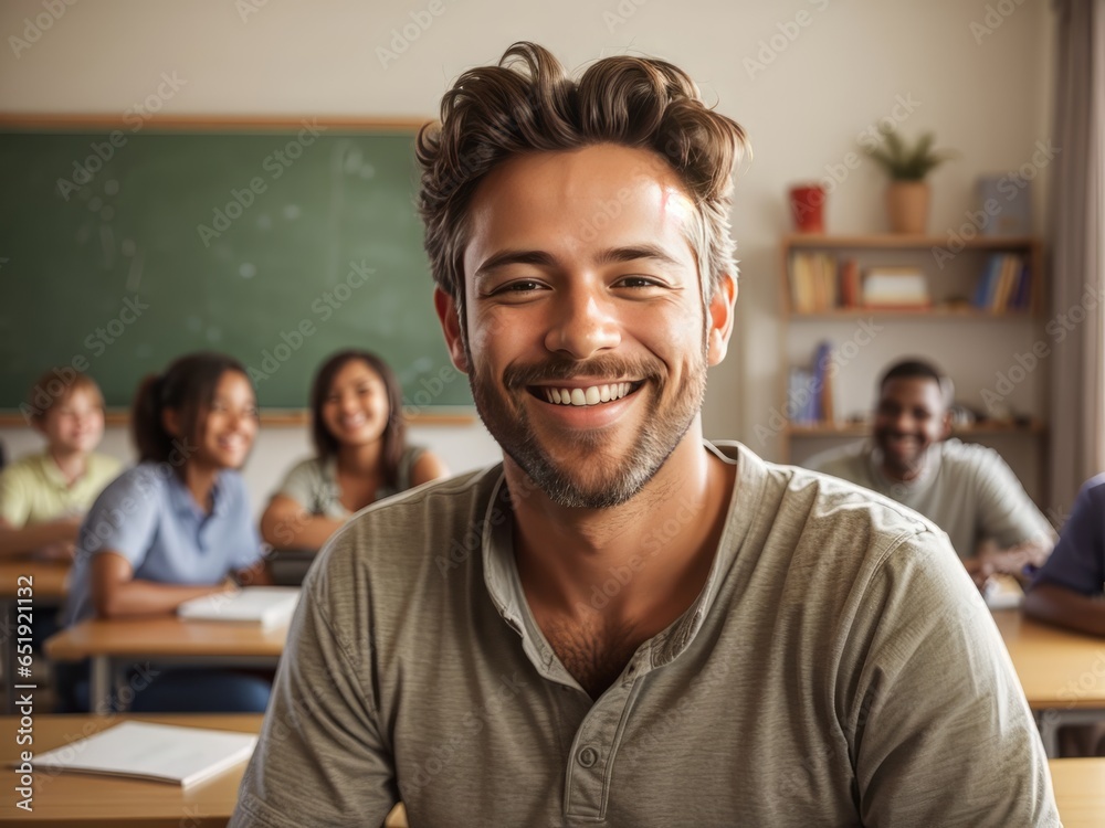 Male Teacher Engaging with Students in a Classroom - Fostering Learning and Growth Male Teacher Engaging with Students in a Classroom - Fostering Learning and Growth