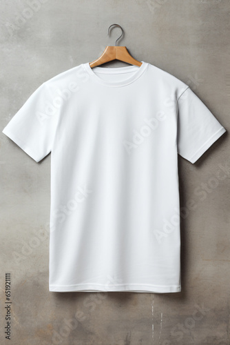 White Blank Mockup T-shirt on Concrete Background
